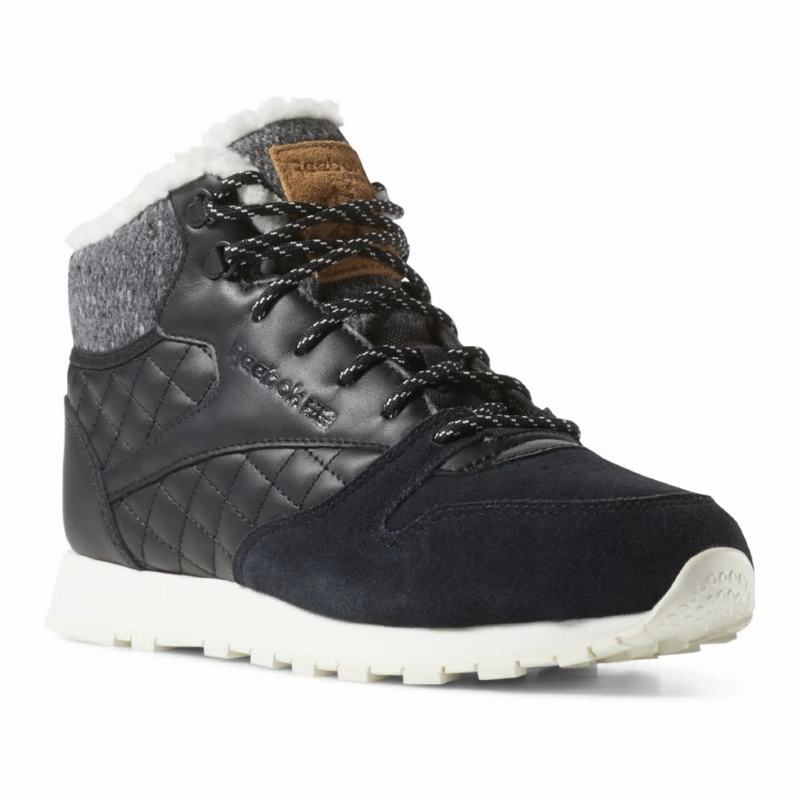 Tenisi Reebok Classic Leather Arctic Dama Negrii/Albi Romania QO6790IQ